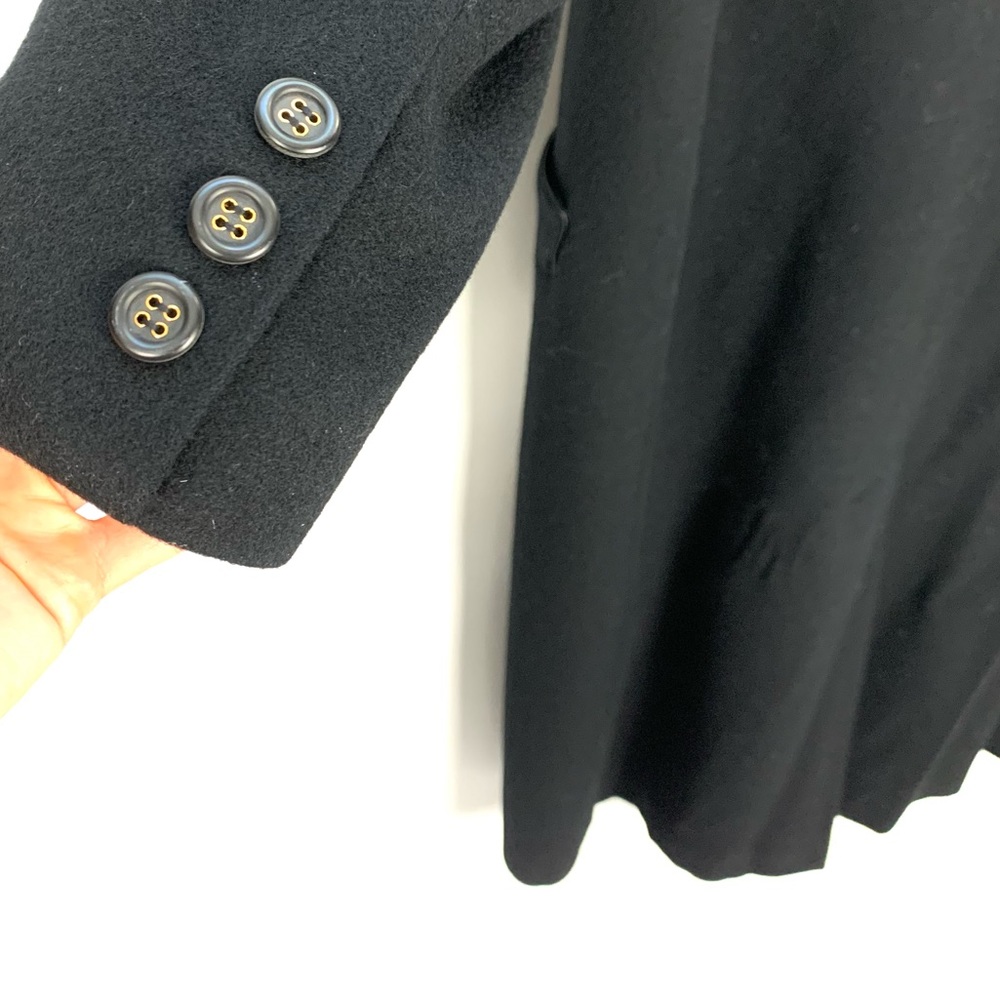 Camel Hair Black Double Breasted Trench Full Length Pea Coat - Picture 14 of 16